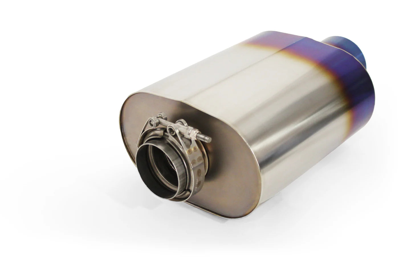 GReddy Performance Parts Universal RS-Ti Oval Titanium Muffler(s) and Tip with V-Band - 11003530 - 3.0" Universal RS-Ti Oval Muffler with removable 105mm Tip