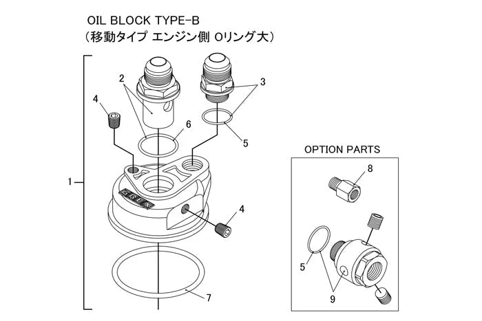 GReddy TRUST Japan TYPE-F OIL BLOCK ADAPTER, ENG: M20XP1.5, 57MM O-RING, 10AN - (12401135)