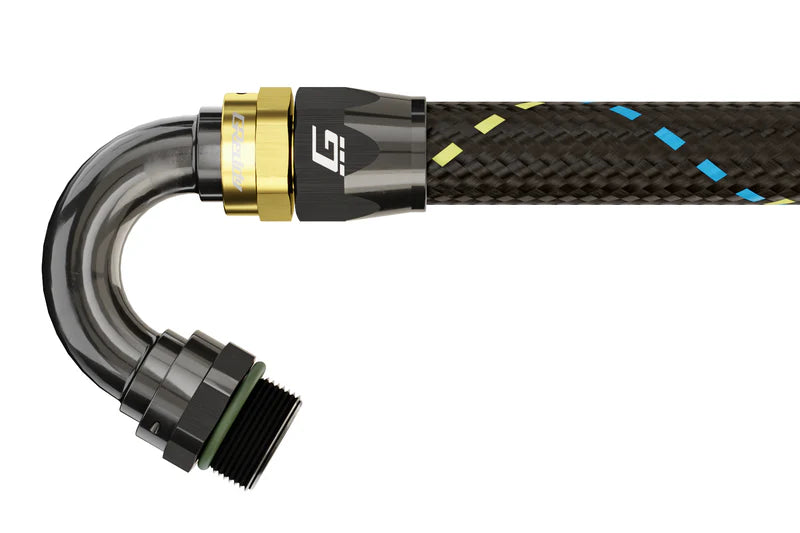 GReddy Performance Parts -06 ORB male Swivel Hose End(s) - Black / Gold anodized - 12810612 - ORB 120deg. Hose-End 06