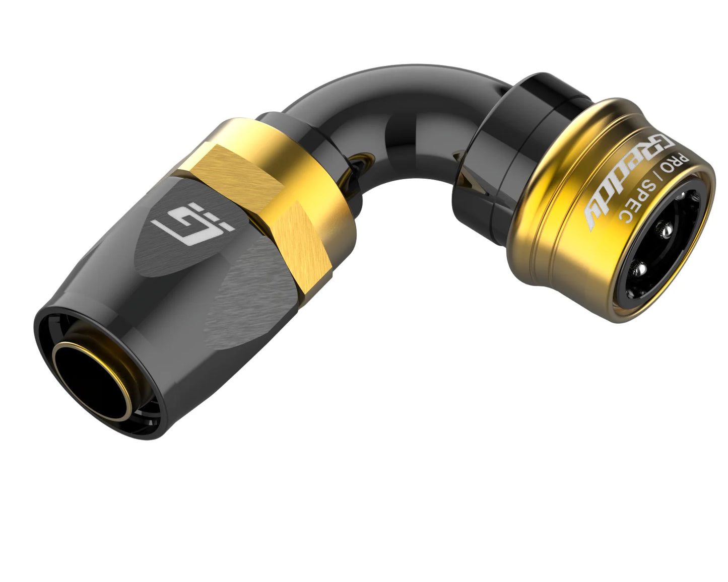 GReddy Performance Parts GREDDY PRO/SPEC 90 DEG. QUICK-RELEASE HOSE END(s) - BLACK/GOLD - 12860890 - 08 Pro/Spec 90 deg. swivel