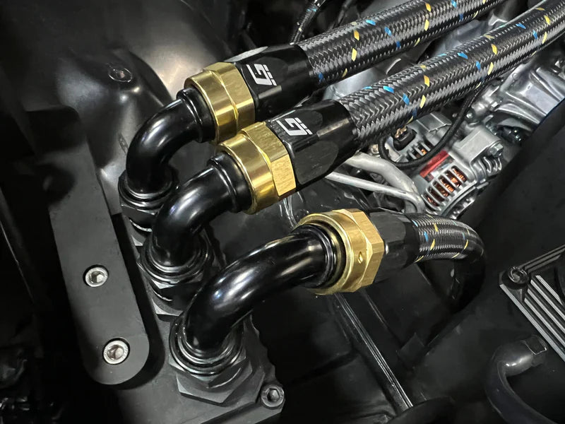 GReddy Performance Parts -6 Nylon Braided Hose(s) - Black / Gold / Blue - 3 Feet P/N 12850603 - GReddy AN06 nylon hose