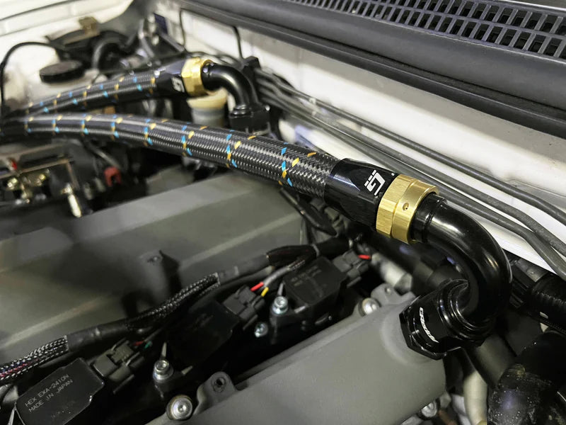 GReddy Performance Parts -6 Nylon Braided Hose(s) - Black / Gold / Blue - 3 Feet P/N 12850603 - GReddy AN06 nylon hose