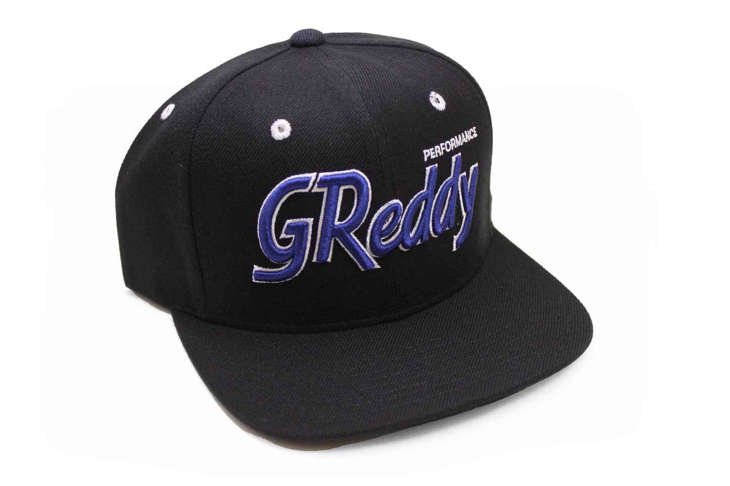 GReddy TRUST Japan GReddy Varsity Script Snap-Back Cap - Black with Blue