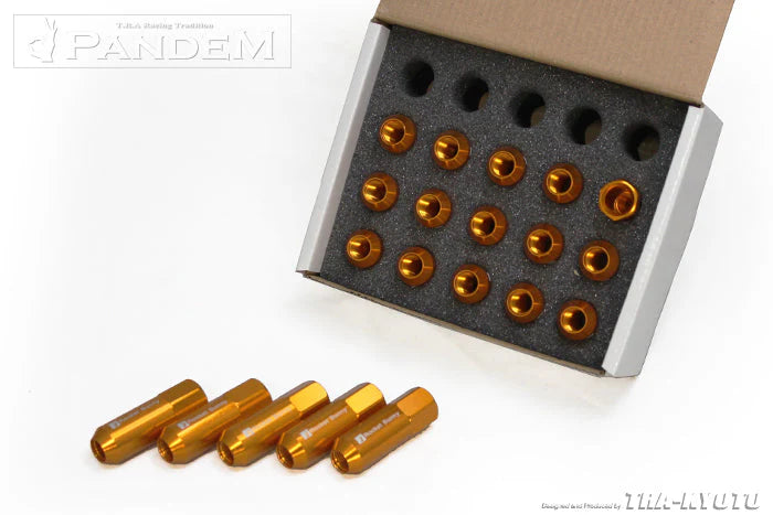 GReddy Performance Parts Rocket Bunny Aluminum Lug Nuts - M12 x P1.25 - Black - Gold - 20pc Set