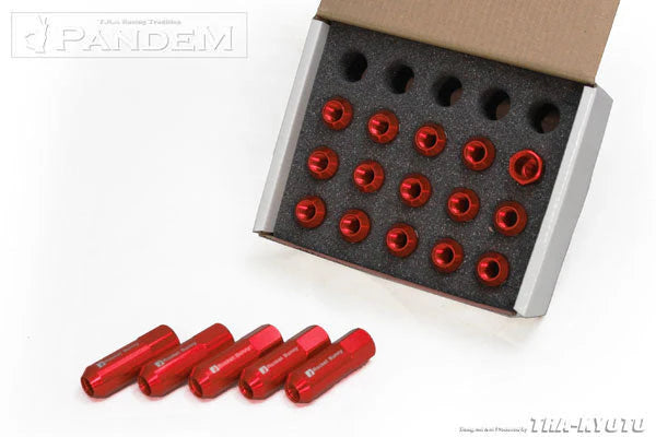 GReddy Performance Parts Rocket Bunny Aluminum Lug Nuts - M12 x P1.25 - Black - Red - 20pc Set
