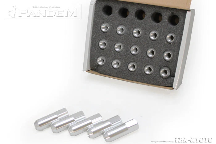 GReddy Performance Parts Rocket Bunny Aluminum Lug Nuts - M12 x P1.25 - Black - Silver - 20pc Set