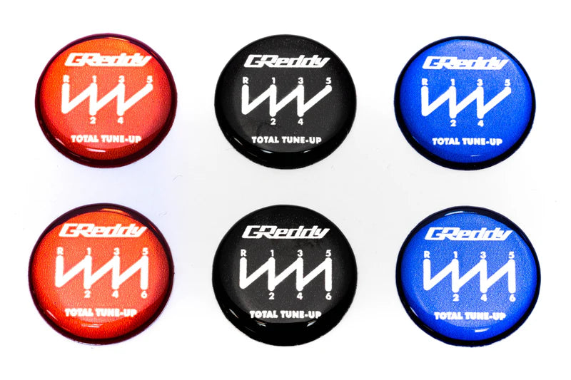 GReddy Performance Parts Shift Badge Sets (or Auto Trans Adapter set) - ShopGReddy Exclusive - 99900012 - New GReddy Euro (R) Shift Knob Badges (2x 5speed + 2x 6speed Pattern) only
