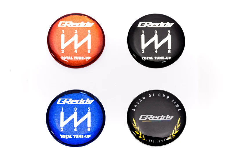 GReddy Performance Parts Shift Badge Sets (or Auto Trans Adapter set) - ShopGReddy Exclusive - 99900012 - New GReddy 5 Speed Shift Knob Badges (3x 5speed + 1x Bonus) only