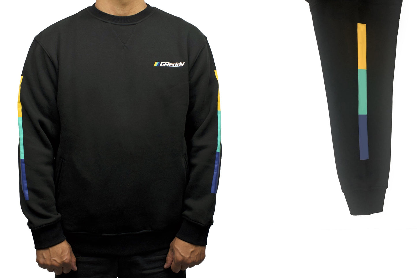 GReddy TRUST Japan GReddy Embroidered Fleece, with Pockets and Sleeve stripes - Black - 20412012 - Medium