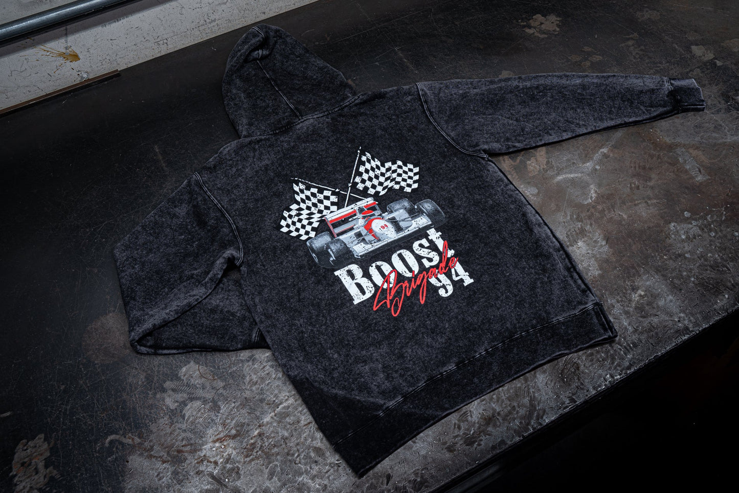GReddy TRUST Japan Boost Brigade Prix Pull-over Hoodie - Washed-Black - 21443002 - Medium