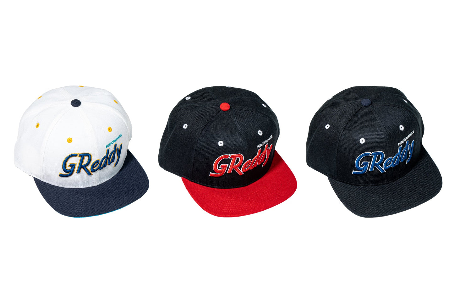 GReddy TRUST Japan GReddy Varsity Script Snap-Back Cap - Black with Blue