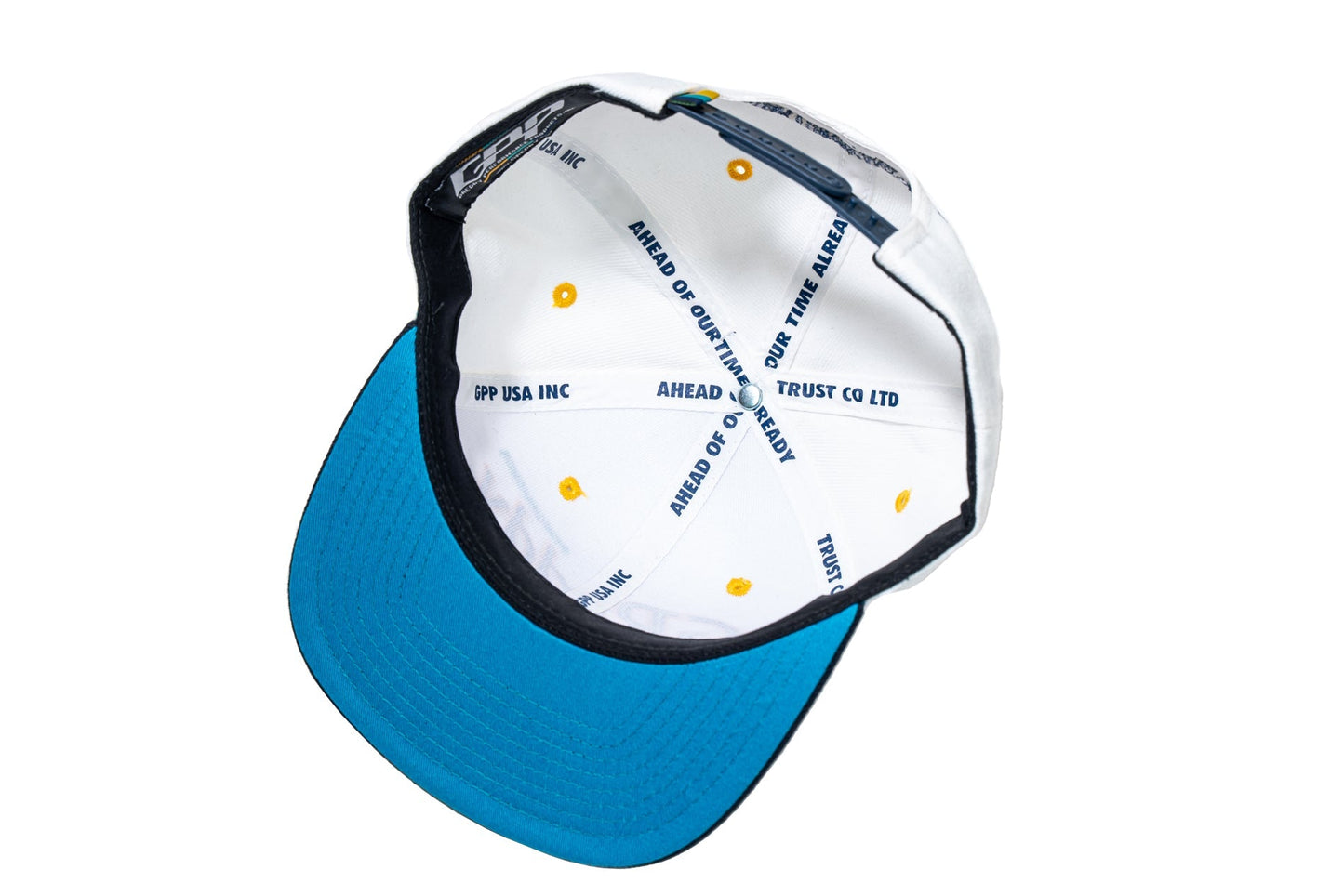 GReddy TRUST Japan GReddy Varsity Script Snap-Back Cap - White and Navy Blue