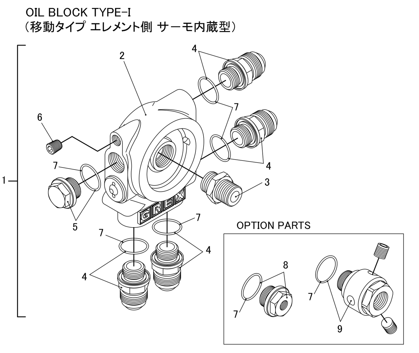 GReddy TRUST Japan OIL BLOCK TYPE-I (MOVEMENT TYPE ELEMENT SIDE THERMO EMBEDDED) FOR 12401116