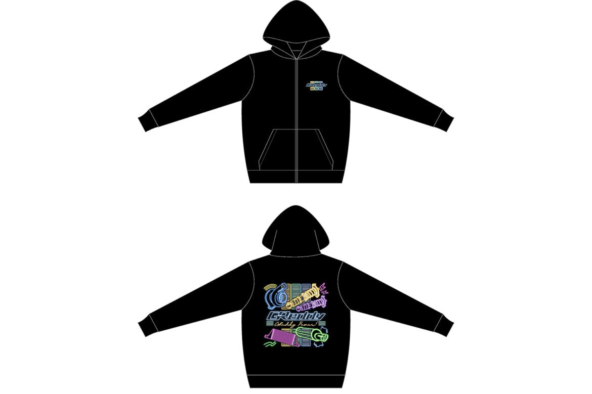 GReddy TRUST Japan Neon Zip-up Hoodie Black L