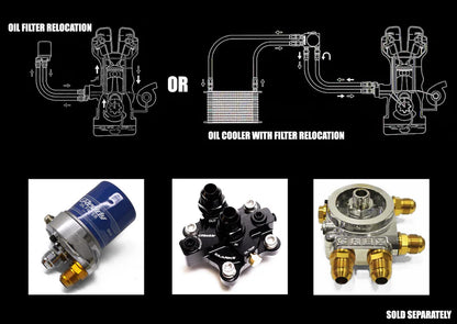 GReddy Performance Parts x Taarks RB26 Specific Oil Cooler Filter Block Adapter, Remote Filter