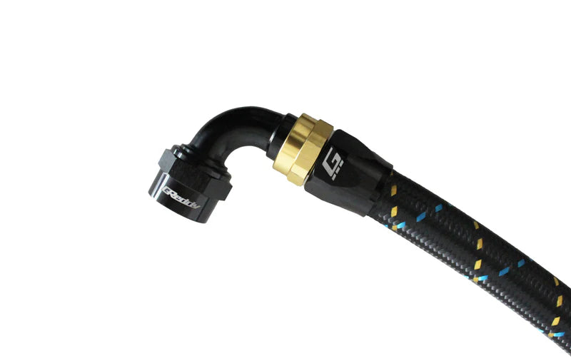 GReddy Performance Parts -04 AN Swivel Hose End(s) - Black / Gold anodized - 12800490 - 90deg. Hose-End AN04