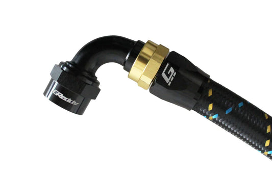 GReddy Performance Parts GReddy -10 AN Swivel Hose End(s) - Black / Gold anodized - 12801090 - 90deg. Hose-End AN10