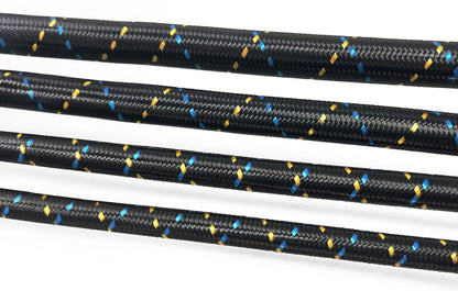 GReddy Performance Parts -4 Nylon Braided Hose(s) - Black / Gold / Blue - 6 Feet P/N 12850406 - GReddy AN04 nylon hose