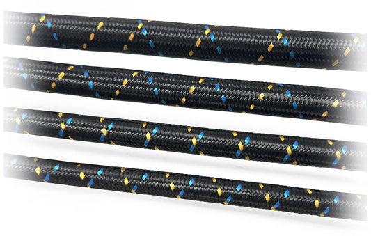 GReddy Performance Parts -4 Nylon Braided Hose(s) - Black / Gold / Blue - 3 Feet P/N 12850403 - GReddy AN04 nylon hose