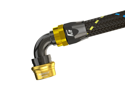 GReddy Performance Parts GREDDY PRO/SPEC 90 DEG. QUICK-RELEASE HOSE END(s) - BLACK/GOLD - 12860490 - 04 Pro/Spec 90 deg. swivel
