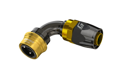GReddy Performance Parts GREDDY PRO/SPEC 90 DEG. QUICK-RELEASE HOSE END(s) - BLACK/GOLD - 12861690 - 16 Pro/Spec 90 deg. swivel