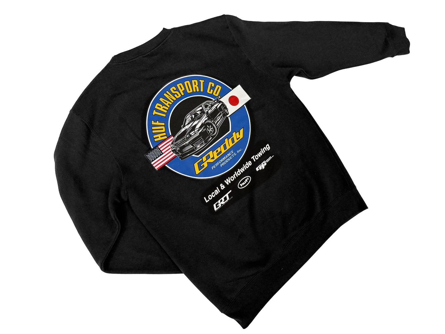 GReddy Performance Parts HUF x GReddy Transport Crewneck - Black (Collection drops 4/24) - 14210153 - Large