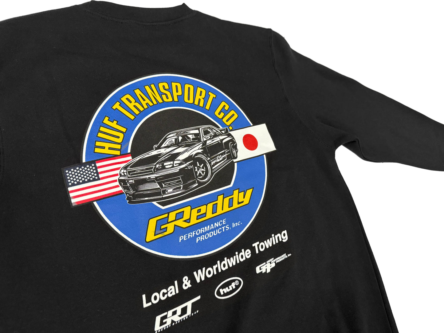 GReddy Performance Parts HUF x GReddy Transport Crewneck - Black (Collection drops 4/24) - 14210153 - Large