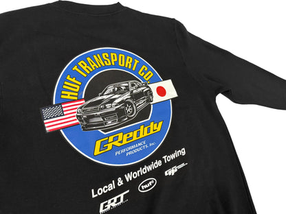 GReddy Performance Parts HUF x GReddy Transport Crewneck - Black (Collection drops 4/24) - 14210153 - Large