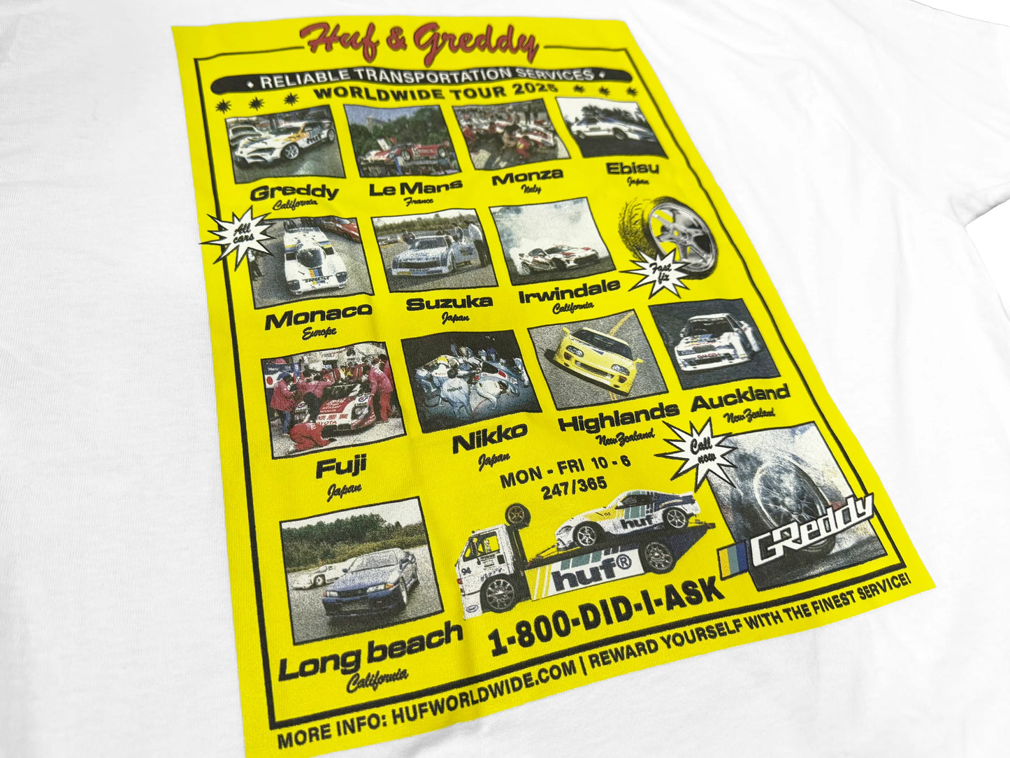 GReddy Performance Parts HUF x GReddy Tour S/S Tee - White (Collection drops 4/24) - 14210182 - Medium
