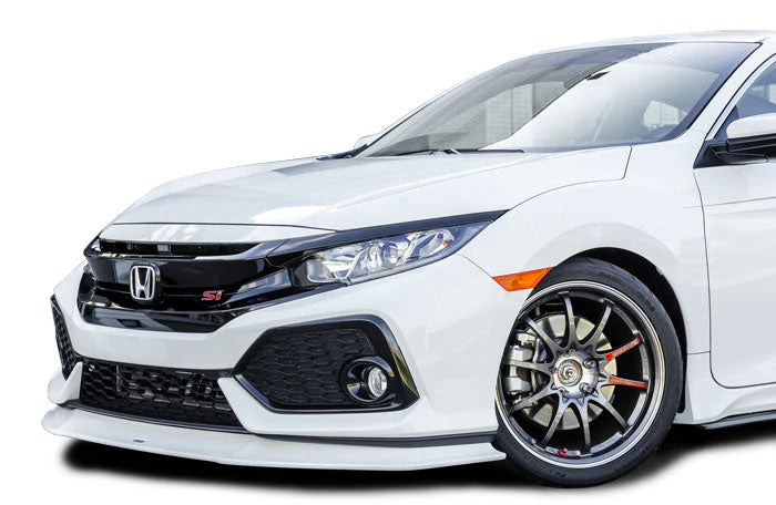 SteelCase Front Bumper Lip Splitter Spoiler Add-On – 2016-2018 Honda Civic 4D, Black W/ Rod Support