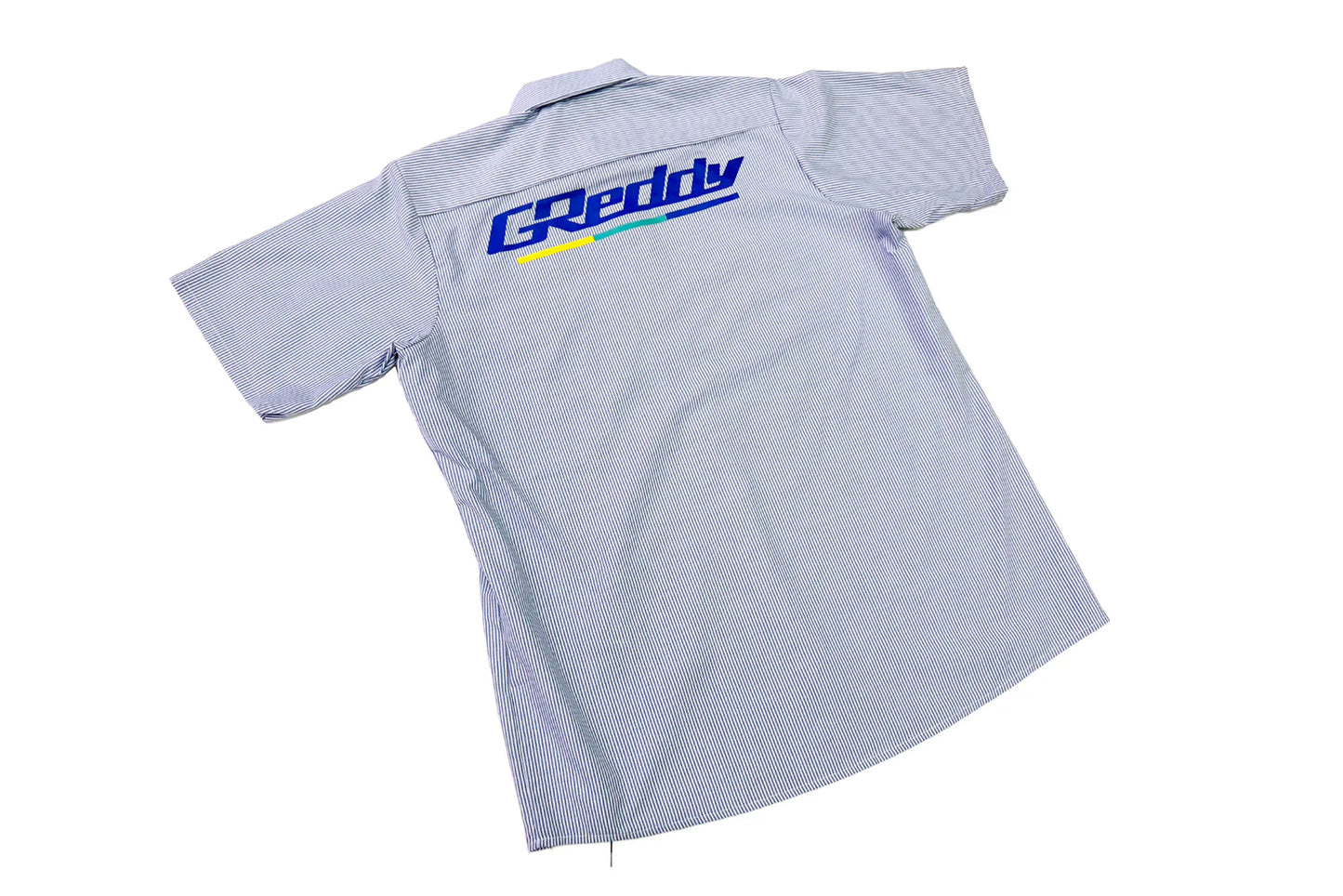 GReddy Performance Parts NEW! GReddy Mechanic's Button-up Work Shirt(s) V3 - Blue/White Stripe - 18018014 - XL