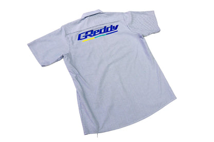 GReddy Performance Parts NEW! GReddy Mechanic's Button-up Work Shirt(s) V3 - Blue/White Stripe - 18018014 - XL