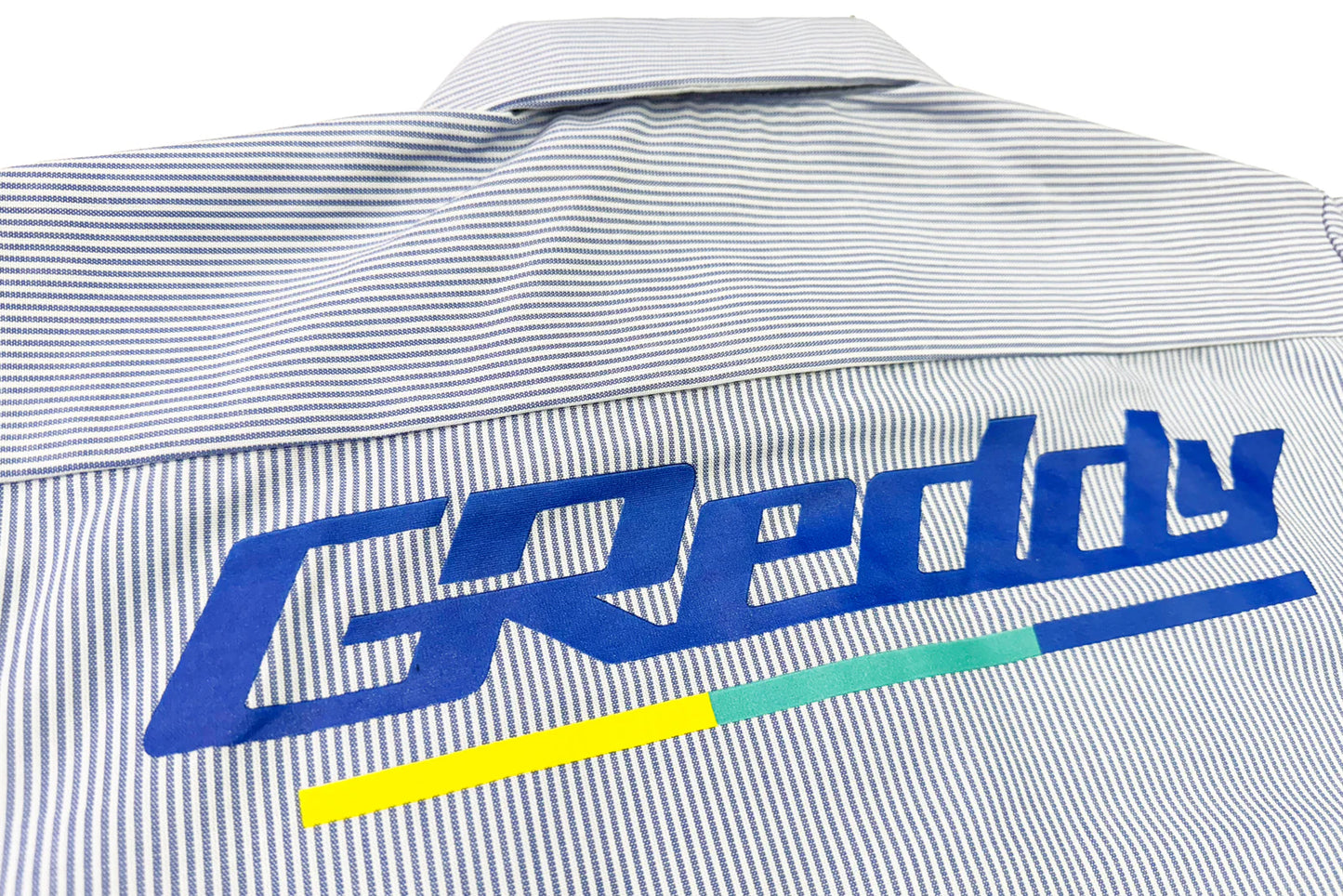 GReddy Performance Parts NEW! GReddy Mechanic's Button-up Work Shirt(s) V3 - Blue/White Stripe - 18018014 - XL