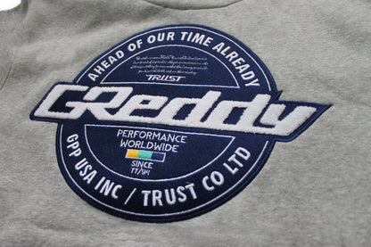 GReddy TRUST Japan GReddy Varsity Zip-Up Hooded Fleece - Heather Grey - 20507214 - X Large