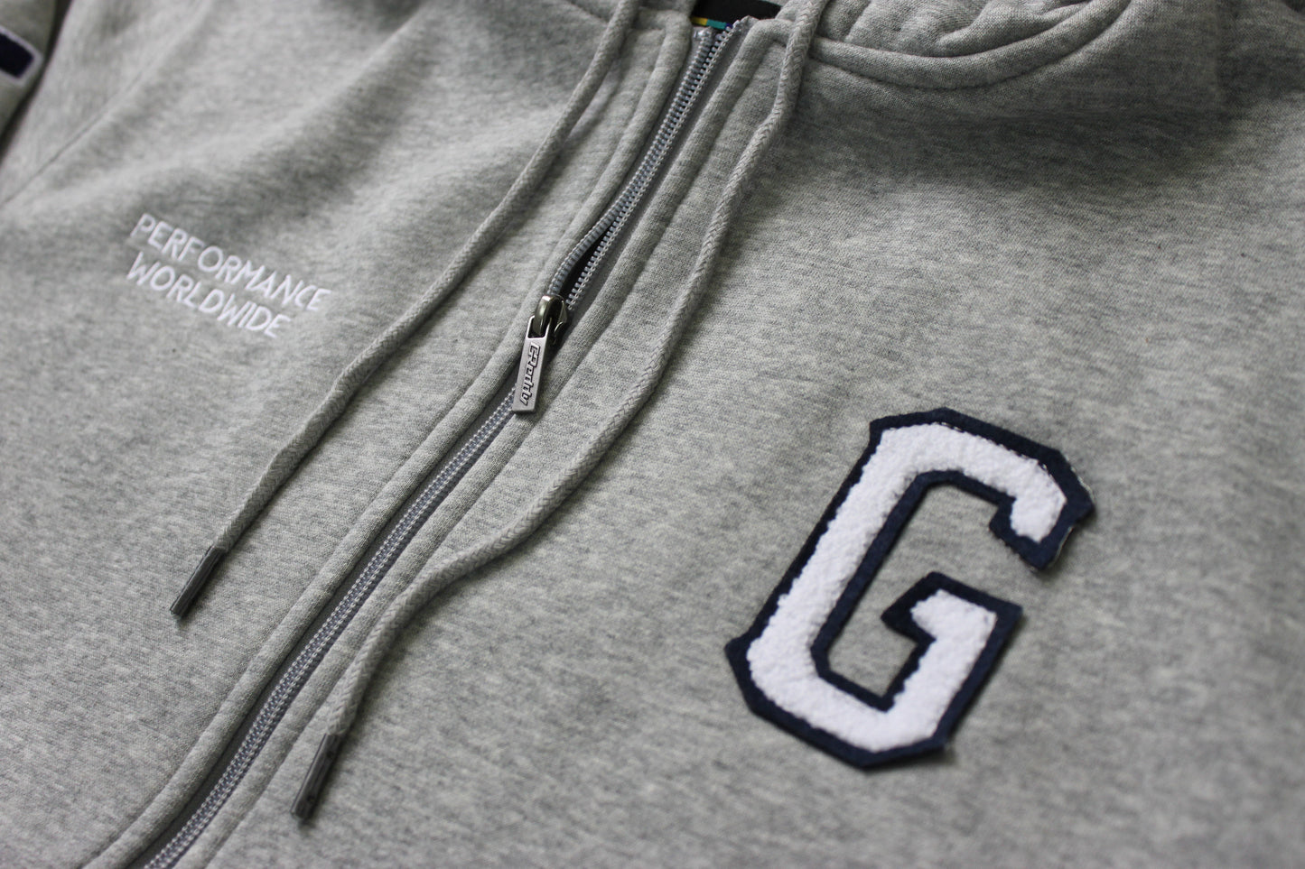 GReddy TRUST Japan GReddy Varsity Zip-Up Hooded Fleece - Heather Grey - 20507212 - Medium