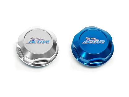 GReddy Performance Parts Garage Active Billet Oil Filler Cap(s) - (R32/R33/R34/R35) - 44888310 - Blue Nissan Type Oil Filler Cap (M32-P3.5)