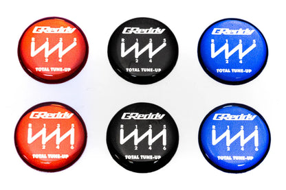 GReddy Performance Parts Shift Badge Sets (or Auto Trans Adapter set) - ShopGReddy Exclusive - 99900012 - New GReddy Euro (R) Shift Knob Badges (2x 5speed + 2x 6speed Pattern) only