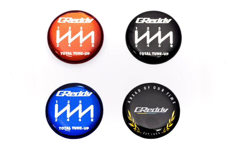 GReddy Performance Parts Shift Badge Sets (or Auto Trans Adapter set) - ShopGReddy Exclusive - 99900012 - New GReddy 6 Speed Shift Knob Badges (3x 6speed + 1x Bonus) only