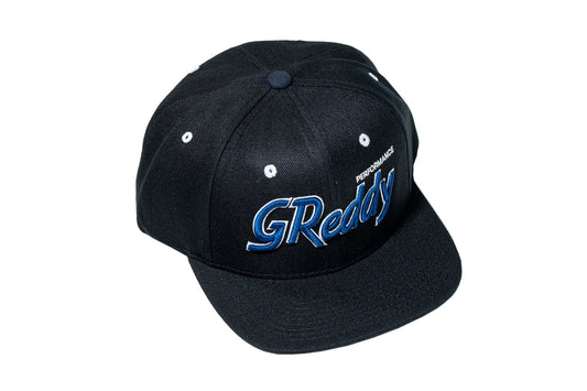GReddy TRUST Japan GReddy Varsity Script Snap-Back Cap - Black with Blue