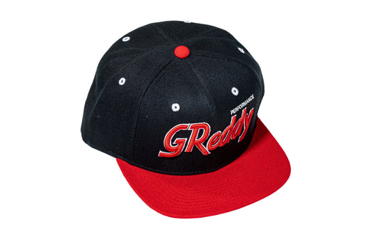 GReddy TRUST Japan GReddy Varsity Script Snap-Back Cap - Black and Red