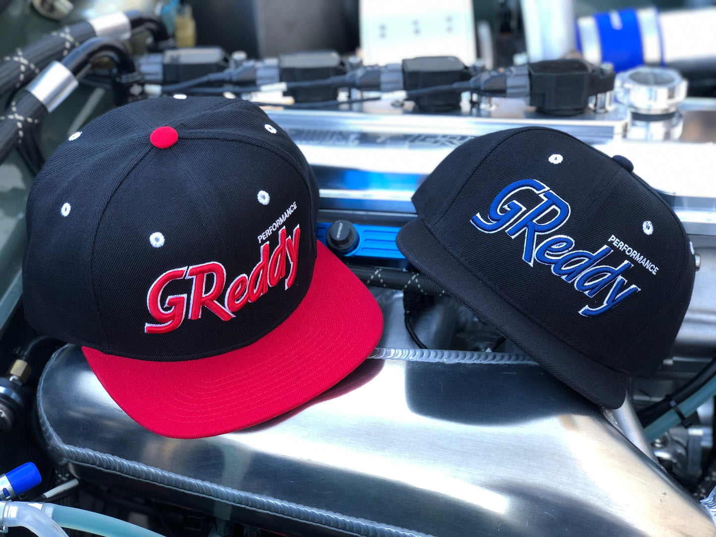 GReddy TRUST Japan GReddy Varsity Script Snap-Back Cap - Black and Red