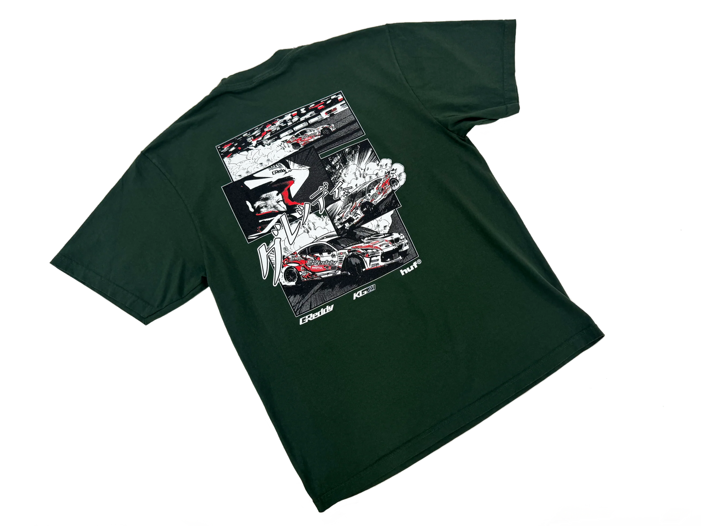 GReddy Performance Parts GReddy X HUF Reveal KG21 Tee(s) - Moss Green - 14200212 - Reveal Tee Moss Green MD