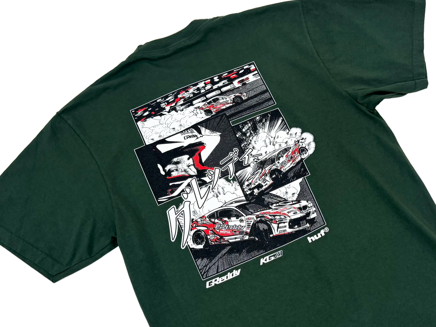 GReddy Performance Parts GReddy X HUF Reveal KG21 Tee(s) - Moss Green - 14200212 - Reveal Tee Moss Green MD