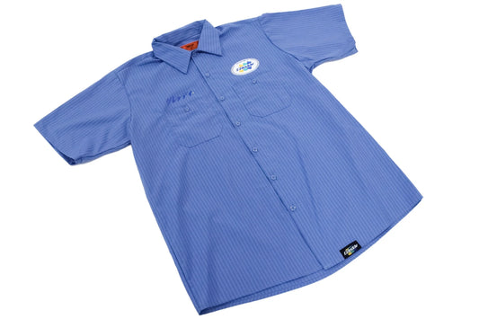 GReddy Performance Parts NEW! GReddy Mechanic's Button-up Work Shirt(s) V3 - Blue/Blue Stripe - 18018021 - SM