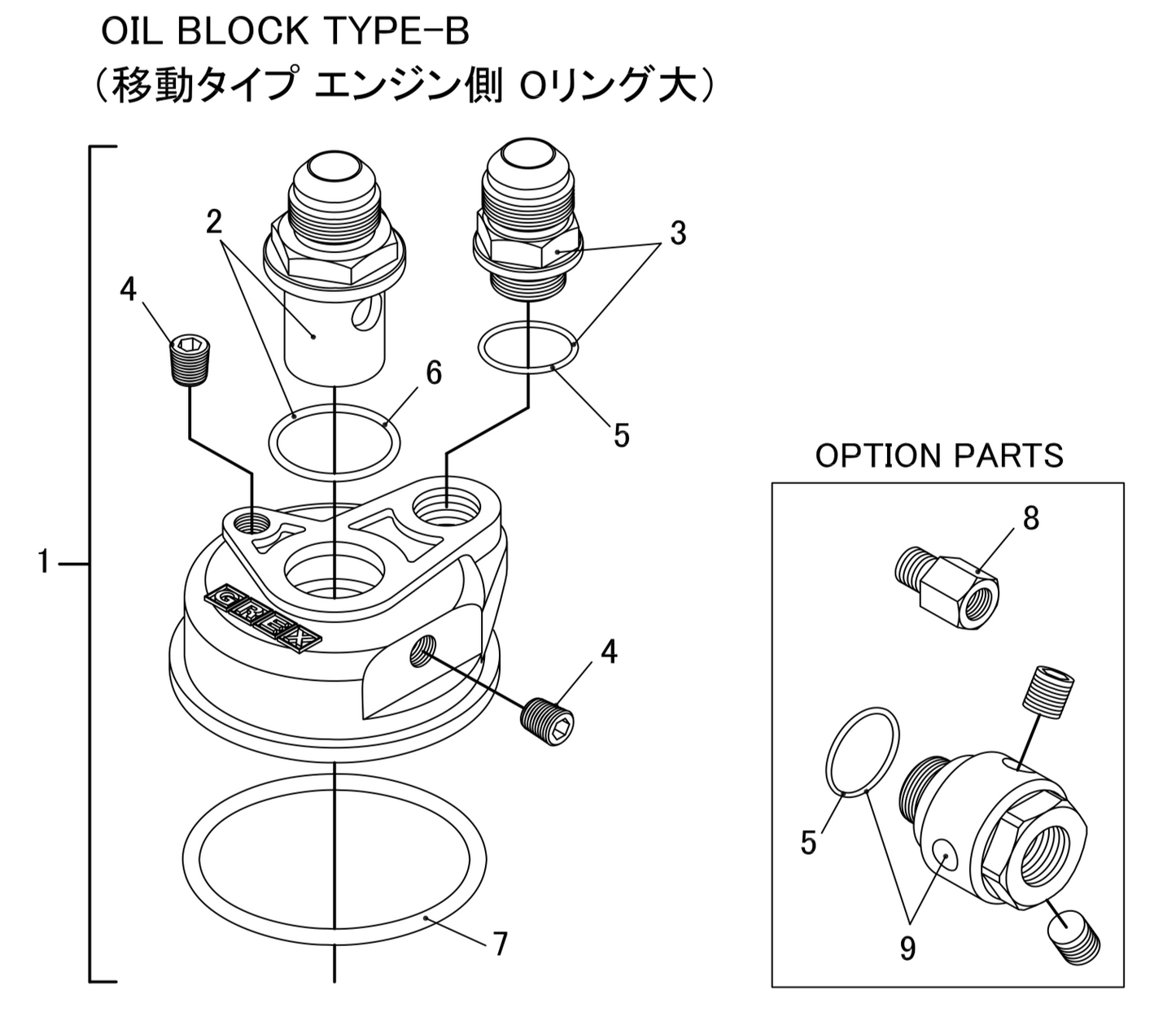 GReddy TRUST Japan OIL BLOCK TYPE-F (MOVEMENT TYPE ENGINE SIDE O-RING IS SMALL) FOR 12401148