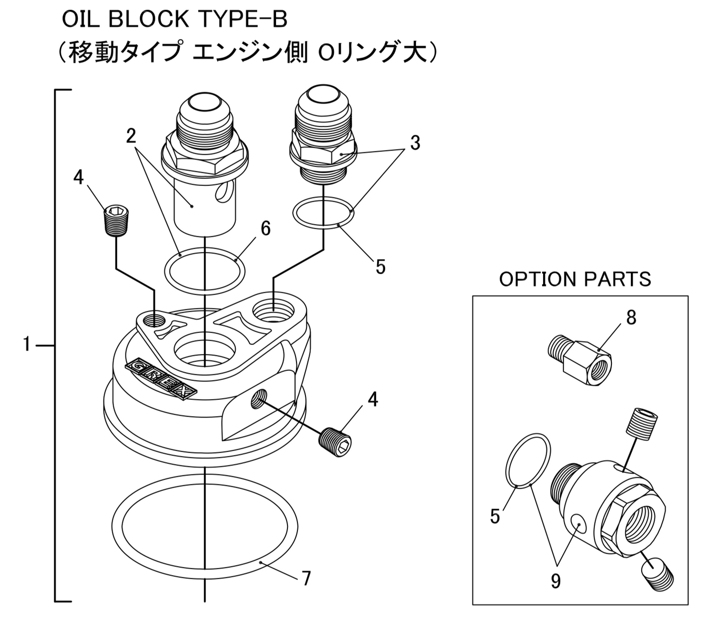 GReddy TRUST Japan OIL BLOCK TYPE-F (MOVEMENT TYPE ENGINE SIDE O-RING IS SMALL) FOR 12401151