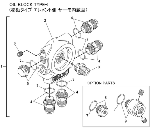 GReddy TRUST Japan OIL BLOCK TYPE-I (MOVEMENT TYPE ELEMENT SIDE THERMO EMBEDDED) FOR 12401138