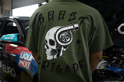 GReddy TRUST Japan Boost Brigade Turbo Skull Tee - Olive - 21136012 - Medium
