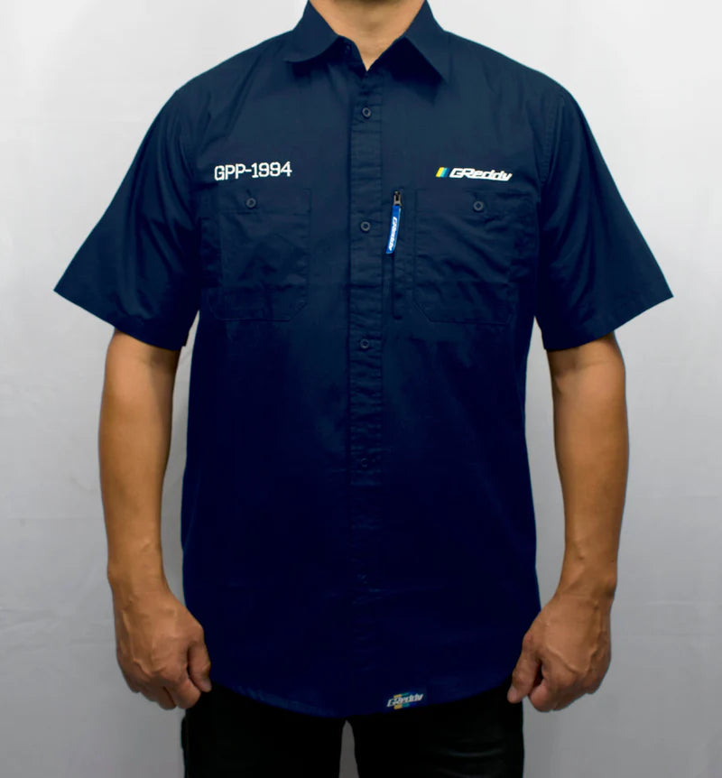 GReddy Performance Parts Mechanic's Button-up Work Shirt(s) 2.0 - Navy - 20215024 - XL